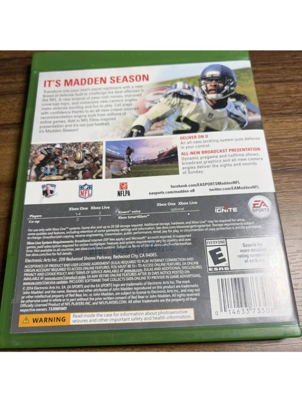 Madden NFL 15 Xbox One With Case Very Good Untested Cib